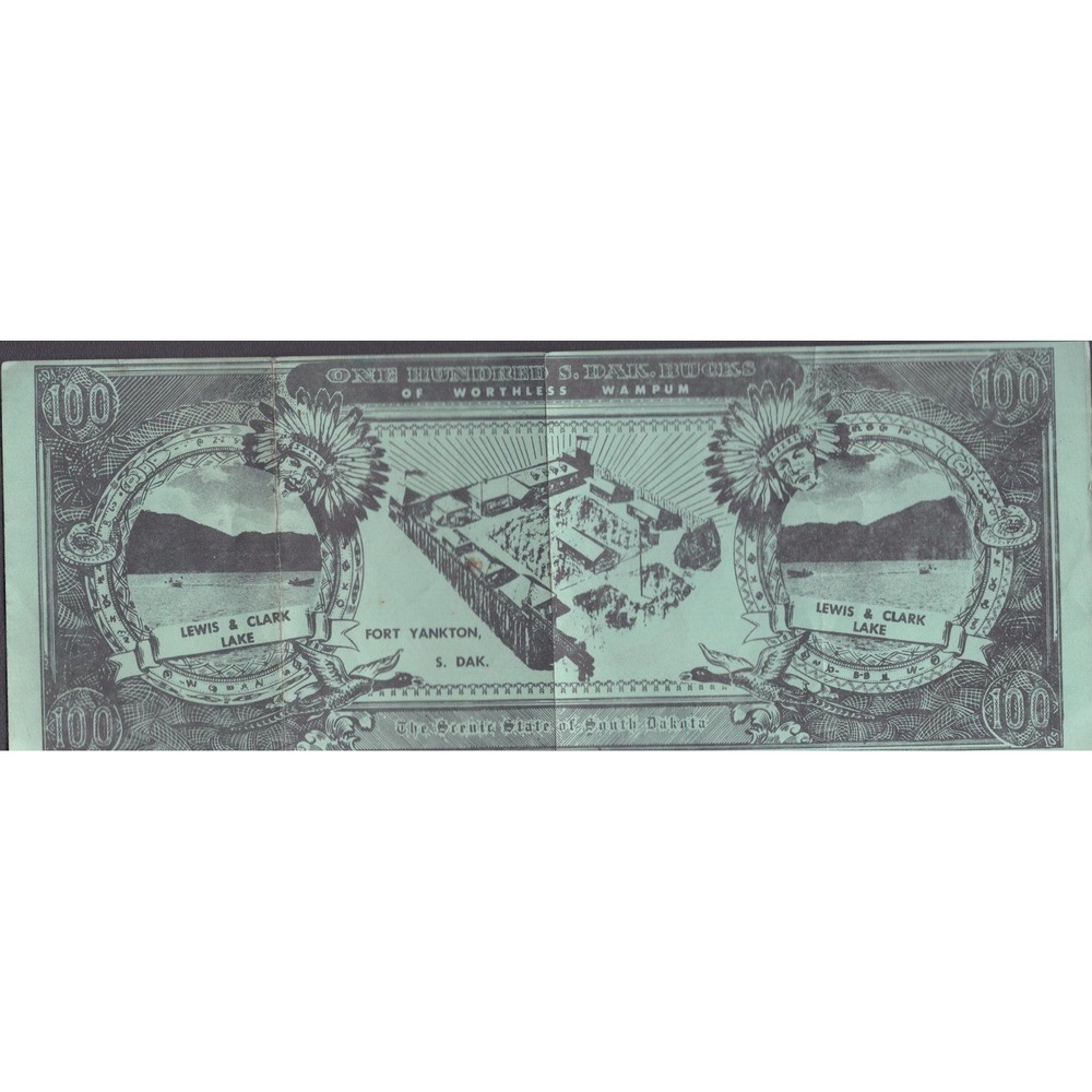 Vintage Novelty Currency Fort Yankton SD 100 Bucks Souvenir Bill - Picture 2 of 2